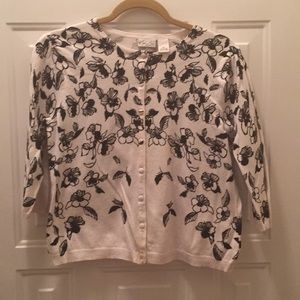 Kim Rogers Black and white floral sweater